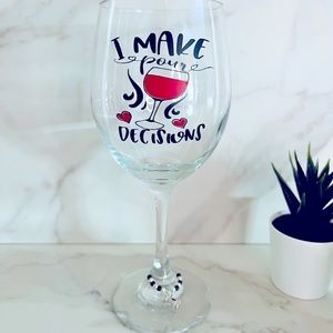 Wine glass hand made with quote